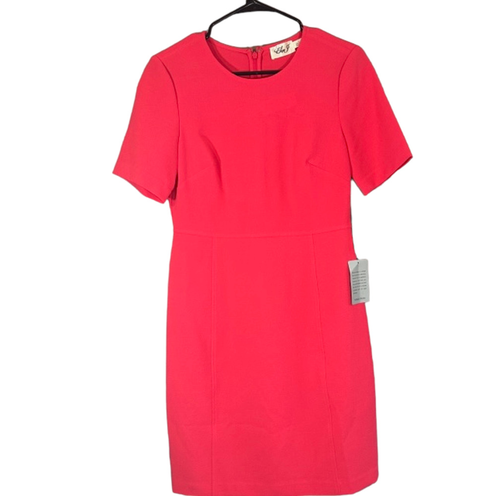 Eliza J Barbie Pink Short Sleeve Vibrant Shift Dress Women Sz 4